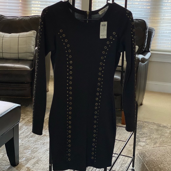 Arden B Dresses & Skirts - Arden B black bodycon dress with brushed gold rivets. NWT.